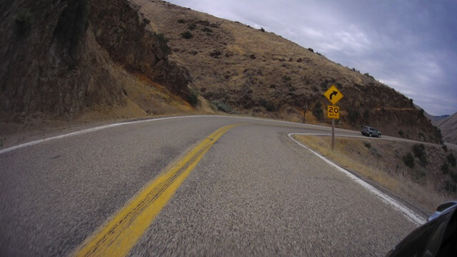 Riding on the Hell's Canyon Road between Oxbow, OR and Cambridge, ID.