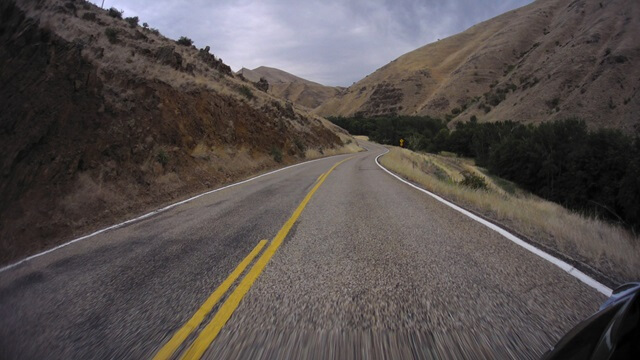 Riding on the Hell's Canyon Road between Oxbow, OR and Cambridge, ID.