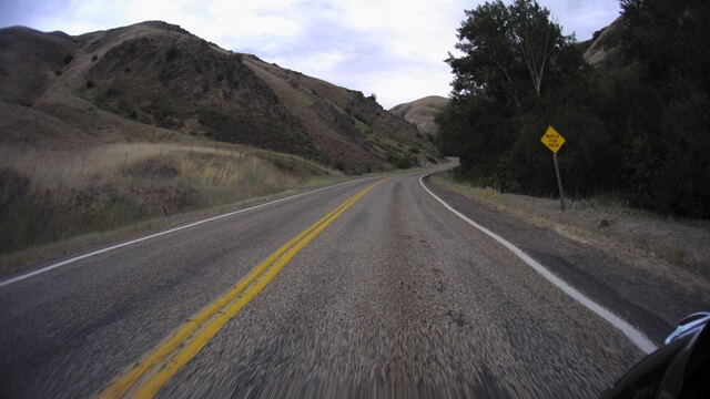 Riding on the Hell's Canyon Road between Oxbow, OR and Cambridge, ID.