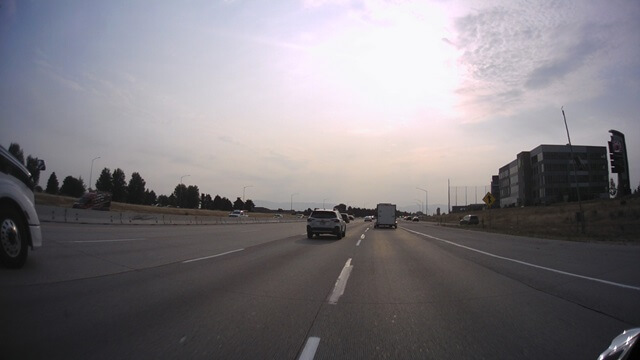 Riding east through Boise, ID on I-84.