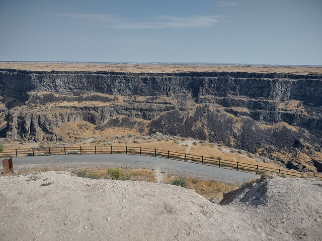 The view of the Snake River Canyon from the top of the Evel Knievel jump ramp  near Twin Falls, ID.