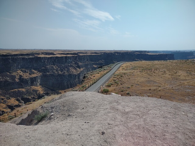 The view of the Snake River Canyon from the top of the Evel Knievel jump ramp  near Twin Falls, ID.