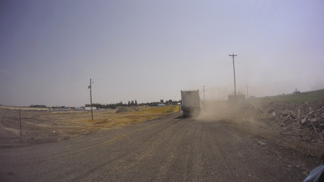 Accidentally followed the truck down a dirt road and had to turn around.