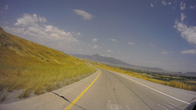 Riding north on I-15 near Tremonton, UT.