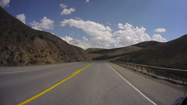 Riding east on highway 30 between Bear Lake, UT and Oakley, WY.