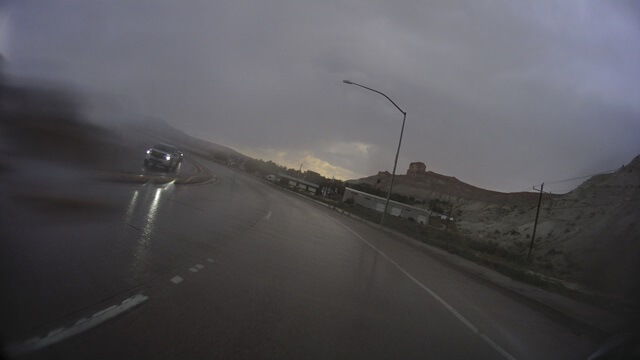 The exit ramp off the interstate at Green River, WY.