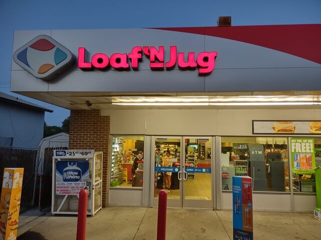 A Loaf 'N Jug convenience store a few blocks from the motel.