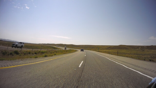 Riding east on I-80 between Rawlins, WY and Walcott, WY.