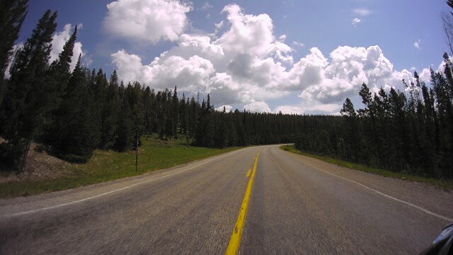 Riding through the Snowy Range area in southern Wyoming.