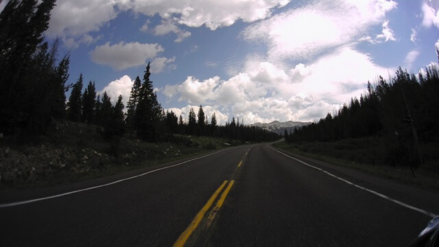 Riding through the Snowy Range area in southern Wyoming.