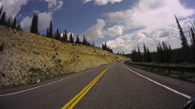 Riding through the Snowy Range area in southern Wyoming.