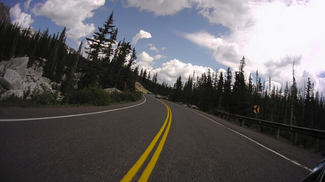 Riding through the Snowy Range area in southern Wyoming.