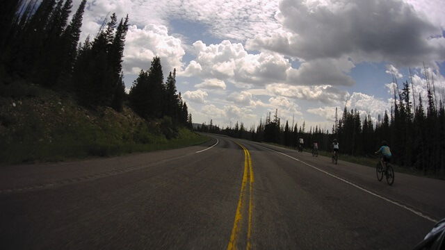 Riding through the Snowy Range area in southern Wyoming.