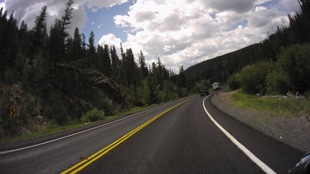 Riding through the Snowy Range area in southern Wyoming.