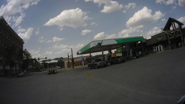 Stopping for gas in Lusk, WY.