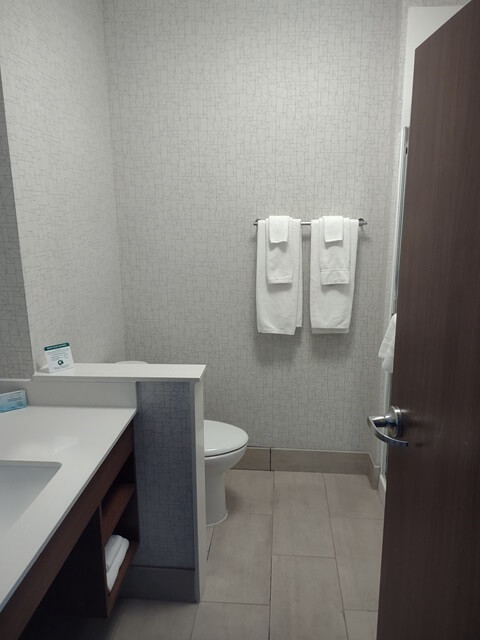 My bathroom at the Holiday Inn Express in Chadron, WY.