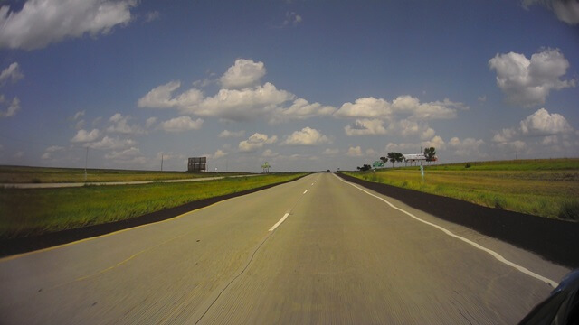 Riding east on I-90 between White Lake, SD and Sioux Falls, SD.