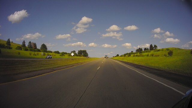 Riding east on I-90 between White Lake, SD and Sioux Falls, SD.