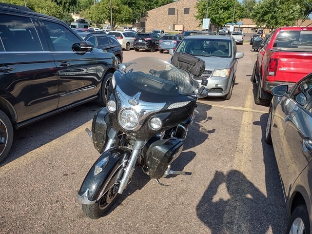 My motorcycle parked in the Sanford Hospital parking lot.