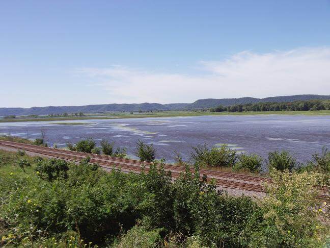 A view of the Mississippi river along highway 35.
