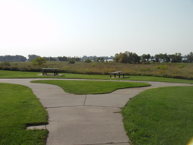 A picnic area at the rest stop near Worthington, MN