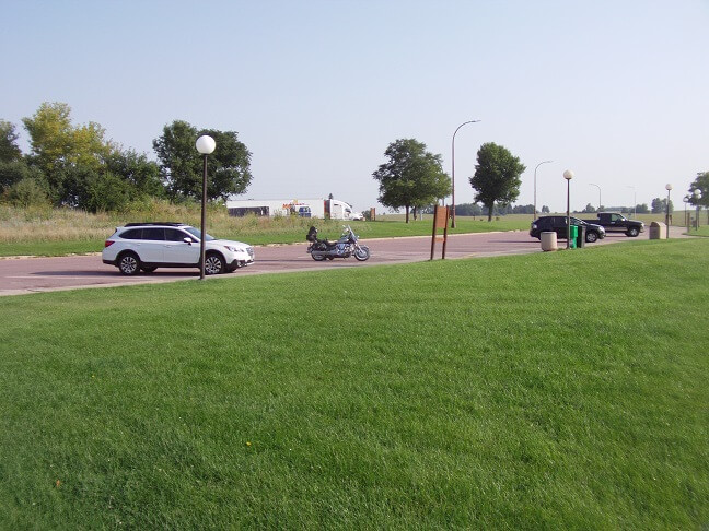The parking lot at the rest stop near Worthington, MN