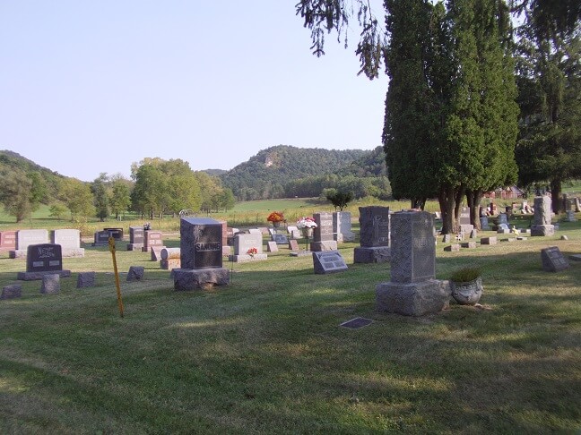 A cemetery along county road P.