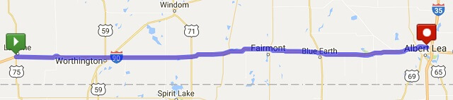 Luverne, MN to Albert Lea, MN