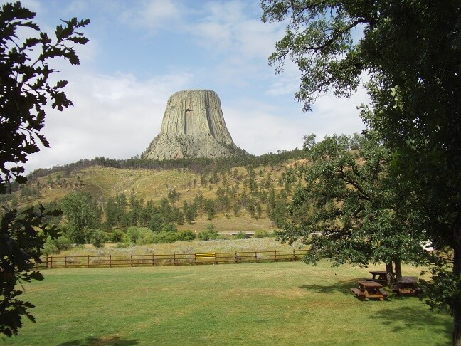 Devil's Tower as viewed from the back deck of the gift shop.