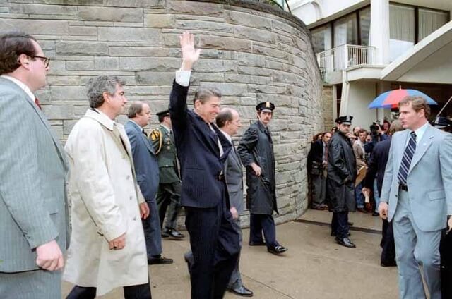 President Reagan seconds before he was shot.