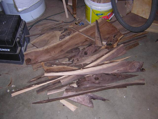 The scrap left over from milling the rough lumber.