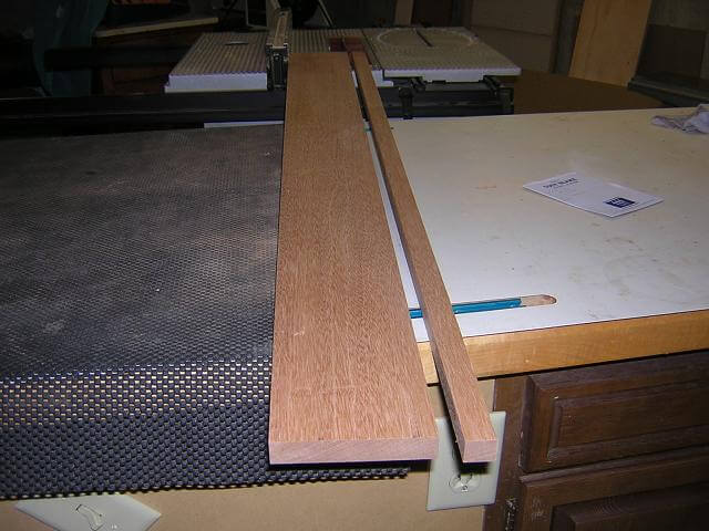 Cutting the board to width that will make up the sides.