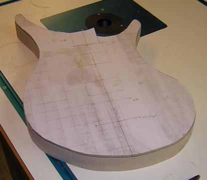Template attached to body with double-stick tape.