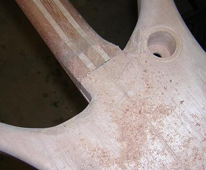 Beginning the carving of the neck join.