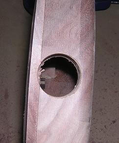 The hole for the output jack.