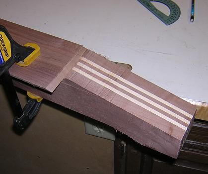 Cutting the scarf joint.