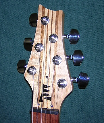 A close-up of the headstock.