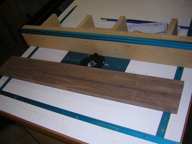 Routing the slot for the truss rod.
