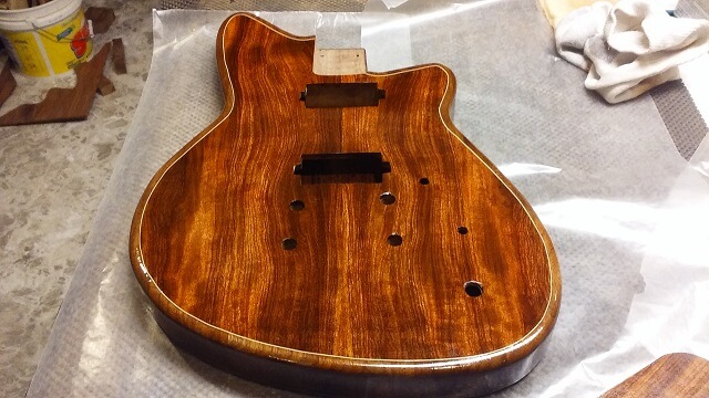The front of the body with a coat of shellac.