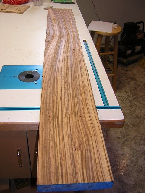 The piece of zebrawood that was intended to be the back and front.