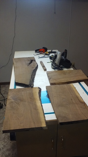 The rough sawn board cut down to usable sizes.