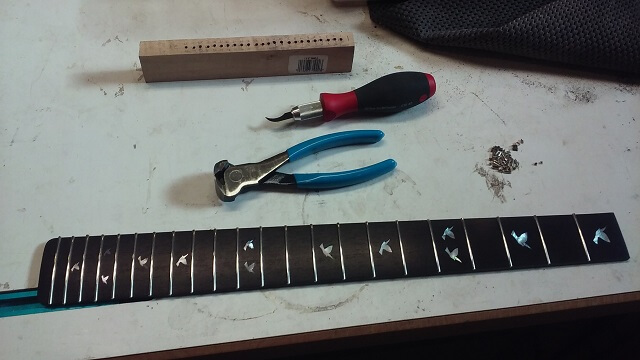 All of the frets installed.