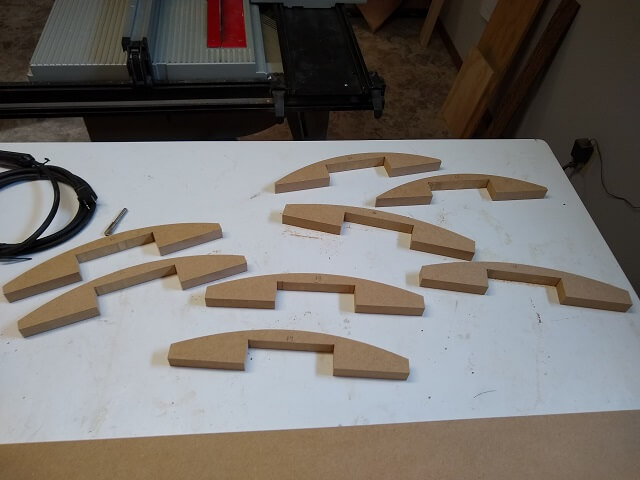 The radius sled rails with the notches cut out.