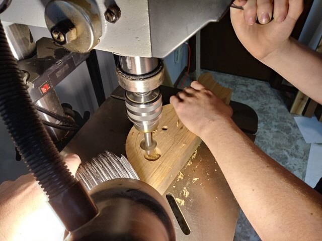 Removing the bulk of the control cavity at the drill press.
