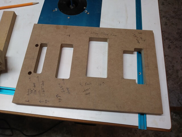 Routing template for the 7 string Floyd Rose.