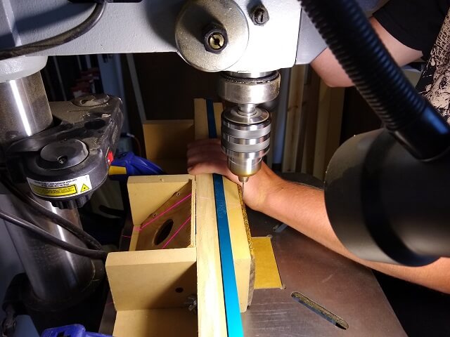 Drilling the holes for the side dots.