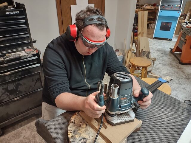 Routing the neck pickup cavity.