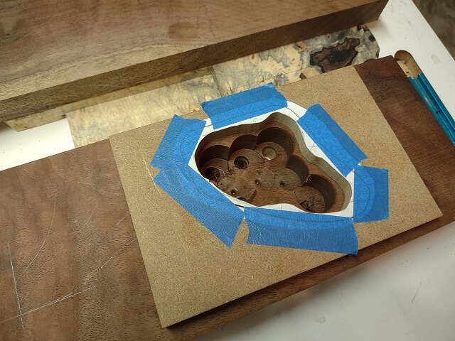 The control cavity after drilling out most of the wood.