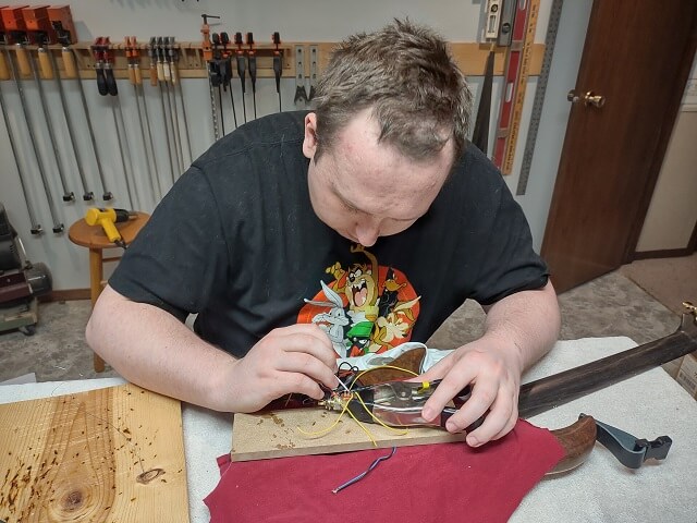 Soldering the wiring.
