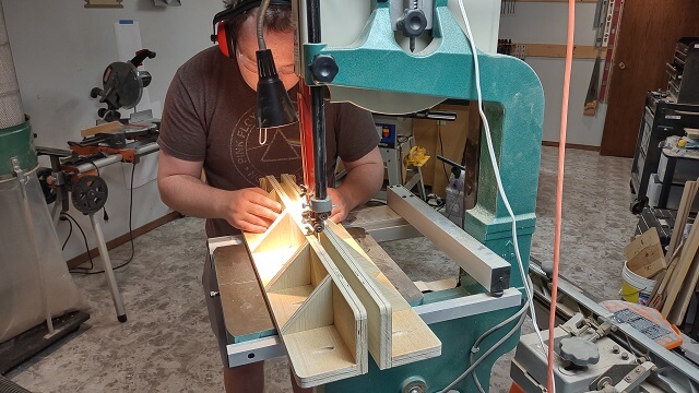 The Tundra Boy practicing with the new resawing jig.